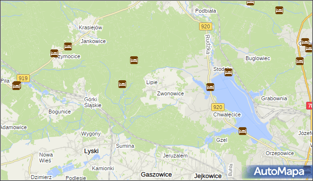 mapa Zwonowice, Zwonowice na mapie Targeo