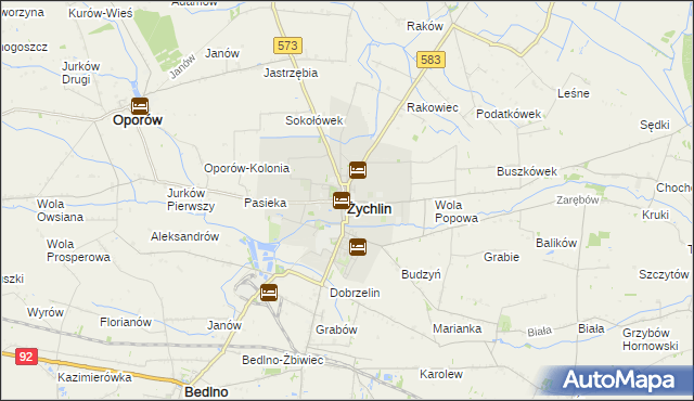 mapa Żychlin powiat kutnowski, Żychlin powiat kutnowski na mapie Targeo