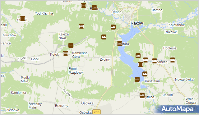 mapa Życiny, Życiny na mapie Targeo