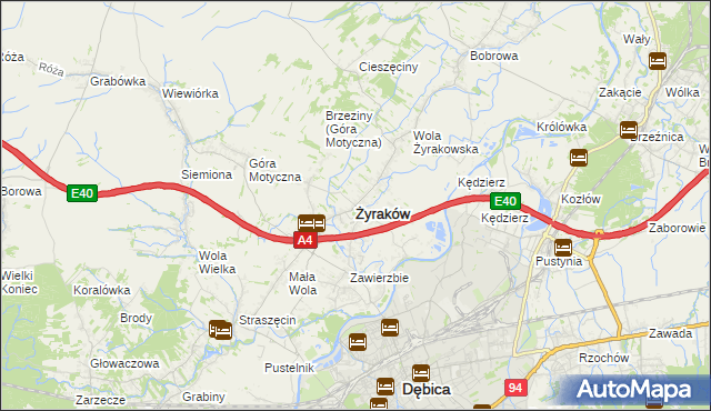 mapa Żyraków, Żyraków na mapie Targeo