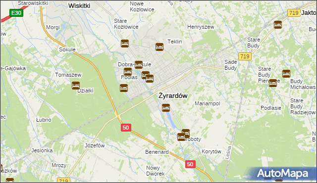 mapa Żyrardów, Żyrardów na mapie Targeo