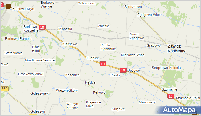 mapa Żytowo gmina Zawidz, Żytowo gmina Zawidz na mapie Targeo