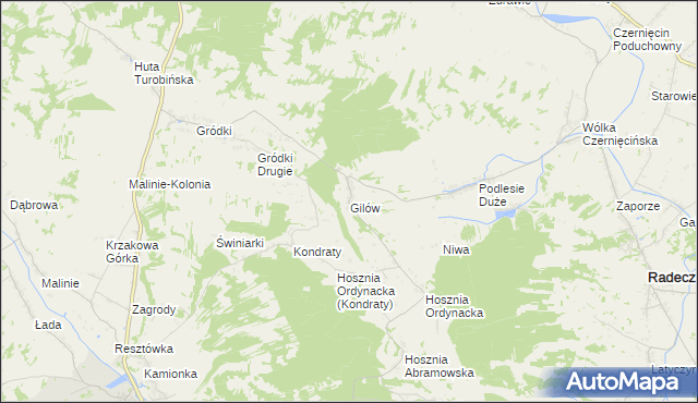 mapa Gilów gmina Goraj, Gilów gmina Goraj na mapie Targeo
