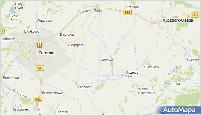 mapa Kosewo gmina Żuromin, Kosewo gmina Żuromin na mapie Targeo