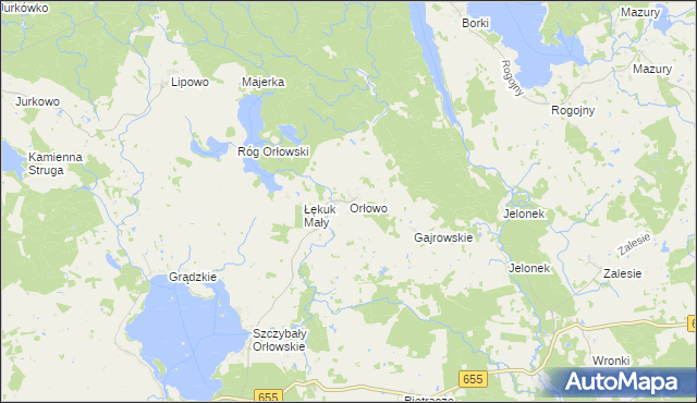 mapa Orłowo gmina Wydminy, Orłowo gmina Wydminy na mapie Targeo