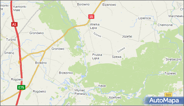 mapa Pruska Łąka, Pruska Łąka na mapie Targeo