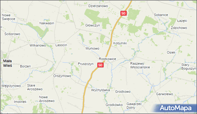 mapa Rostkowice gmina Wyszogród, Rostkowice gmina Wyszogród na mapie Targeo