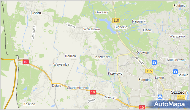 mapa Bezrzecze, Bezrzecze na mapie Targeo