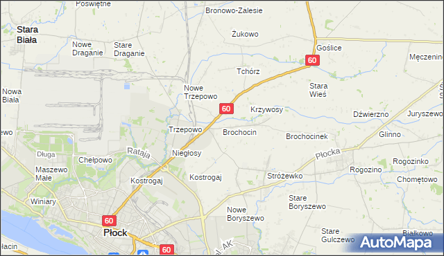 mapa Brochocin gmina Radzanowo, Brochocin gmina Radzanowo na mapie Targeo