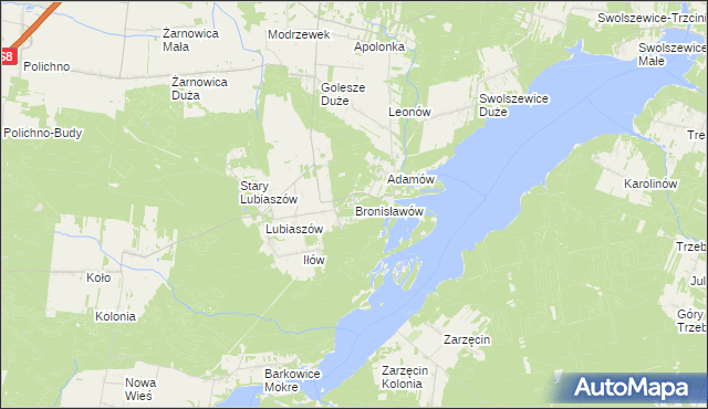 mapa Bronisławów gmina Wolbórz, Bronisławów gmina Wolbórz na mapie Targeo