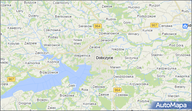 mapa Dobczyce, Dobczyce na mapie Targeo