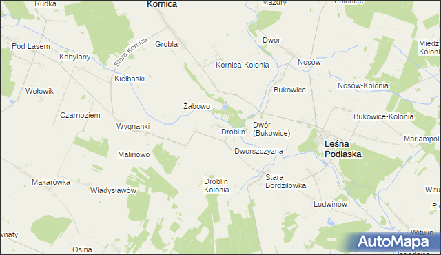 mapa Droblin gmina Leśna Podlaska, Droblin gmina Leśna Podlaska na mapie Targeo