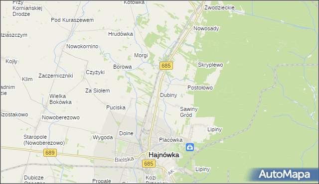 mapa Dubiny, Dubiny na mapie Targeo