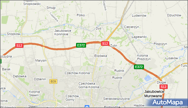 mapa Elizówka gmina Niemce, Elizówka gmina Niemce na mapie Targeo
