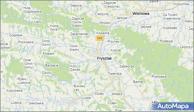 mapa Frysztak, Frysztak na mapie Targeo