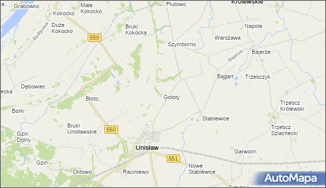 mapa Gołoty gmina Unisław, Gołoty gmina Unisław na mapie Targeo