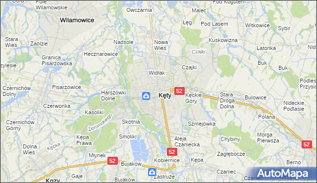 mapa Kęty, Kęty na mapie Targeo