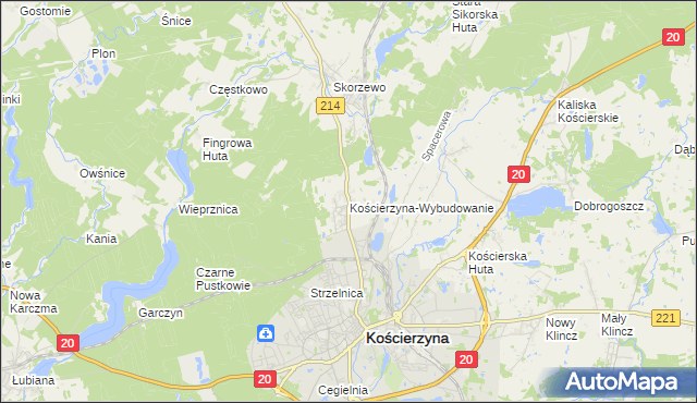 mapa Kościerzyna-Wybudowanie, Kościerzyna-Wybudowanie na mapie Targeo