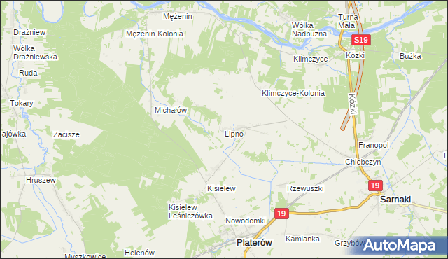 mapa Lipno gmina Platerów, Lipno gmina Platerów na mapie Targeo