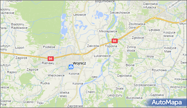 mapa Łukanowice, Łukanowice na mapie Targeo