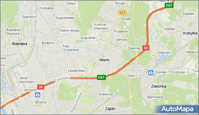 mapa Marki powiat wołomiński, Marki powiat wołomiński na mapie Targeo