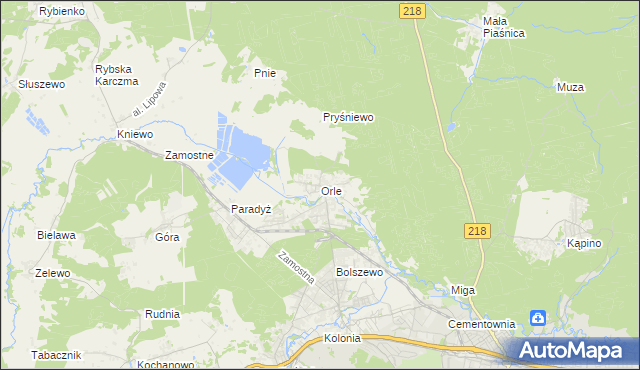 mapa Orle gmina Wejherowo, Orle gmina Wejherowo na mapie Targeo