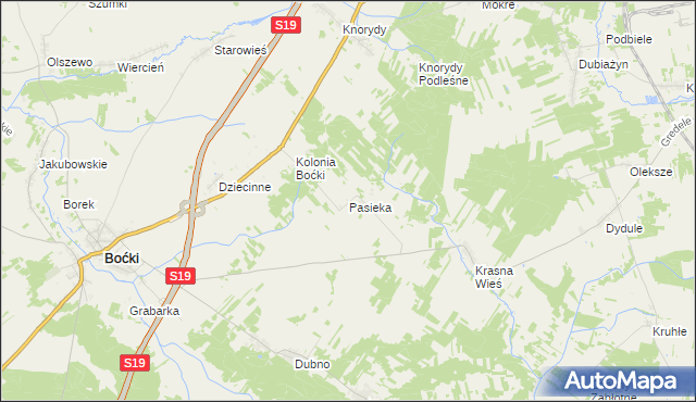 mapa Pasieka gmina Boćki, Pasieka gmina Boćki na mapie Targeo