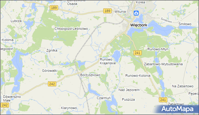 mapa Runowo Krajeńskie, Runowo Krajeńskie na mapie Targeo