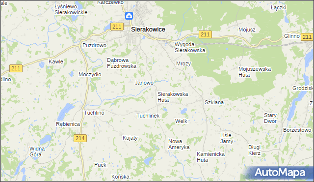 mapa Sierakowska Huta, Sierakowska Huta na mapie Targeo