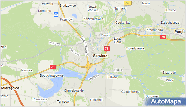 mapa Siewierz, Siewierz na mapie Targeo