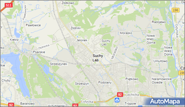 mapa Suchy Las powiat poznański, Suchy Las powiat poznański na mapie Targeo