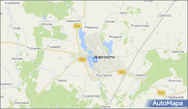 mapa Wąbrzeźno, Wąbrzeźno na mapie Targeo