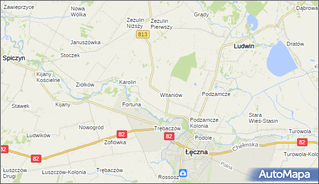 mapa Witaniów, Witaniów na mapie Targeo