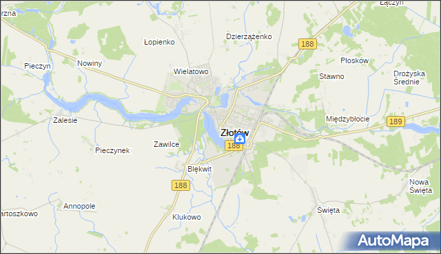 mapa Złotów, Złotów na mapie Targeo