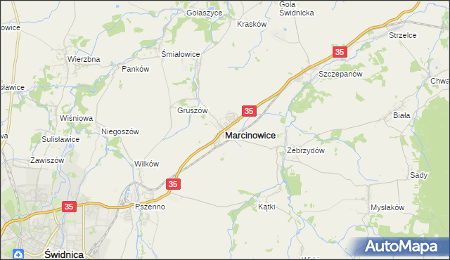 mapa Marcinowice powiat świdnicki, Marcinowice powiat świdnicki na mapie Targeo