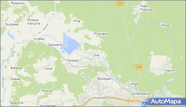 mapa Orle gmina Wejherowo, Orle gmina Wejherowo na mapie Targeo