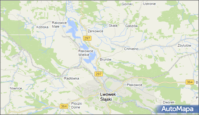 mapa Brunów gmina Lwówek Śląski, Brunów gmina Lwówek Śląski na mapie Targeo