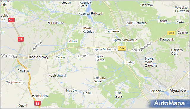 mapa Lgota Górna, Lgota Górna na mapie Targeo