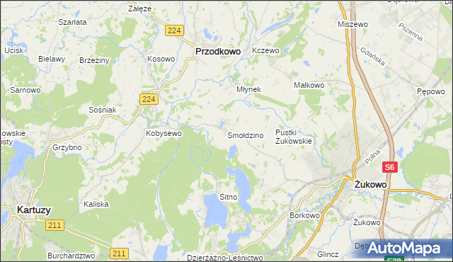 mapa Smołdzino gmina Przodkowo, Smołdzino gmina Przodkowo na mapie Targeo