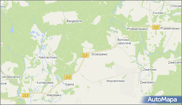 mapa Strzeszewo gmina Wicko, Strzeszewo gmina Wicko na mapie Targeo