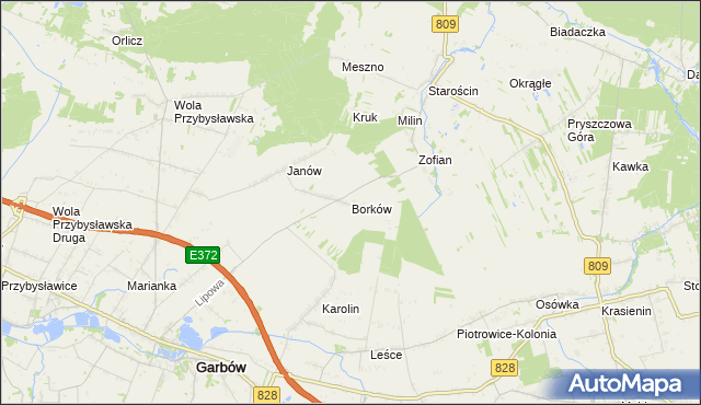 mapa Borków gmina Garbów, Borków gmina Garbów na mapie Targeo