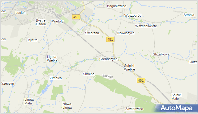 mapa Gręboszyce, Gręboszyce na mapie Targeo