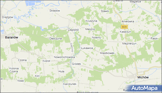 mapa Łukawica gmina Baranów, Łukawica gmina Baranów na mapie Targeo