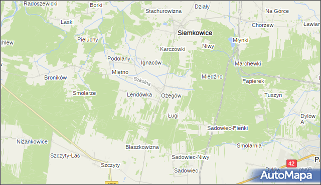 mapa Ożegów, Ożegów na mapie Targeo