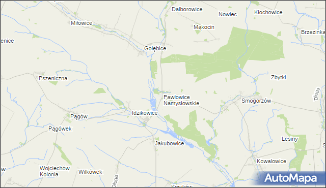mapa Pawłowice Namysłowskie, Pawłowice Namysłowskie na mapie Targeo