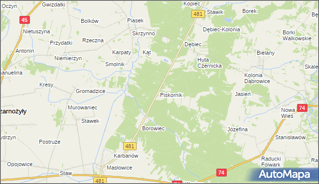 mapa Piskornik, Piskornik na mapie Targeo