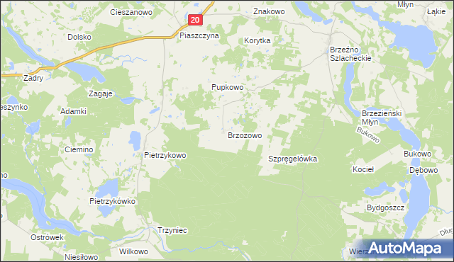 mapa Brzozowo gmina Lipnica, Brzozowo gmina Lipnica na mapie Targeo