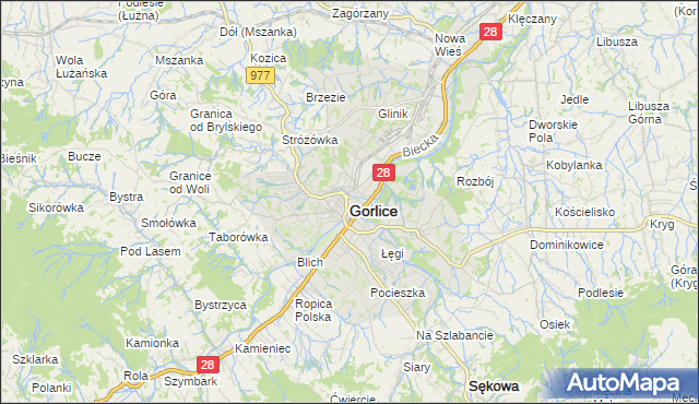 mapa Gorlic, Gorlice na mapie Targeo