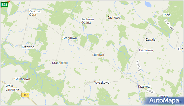 mapa Lutkowo gmina Lelkowo, Lutkowo gmina Lelkowo na mapie Targeo