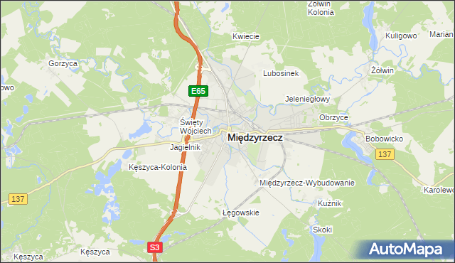 mapa Międzyrzecz, Międzyrzecz na mapie Targeo